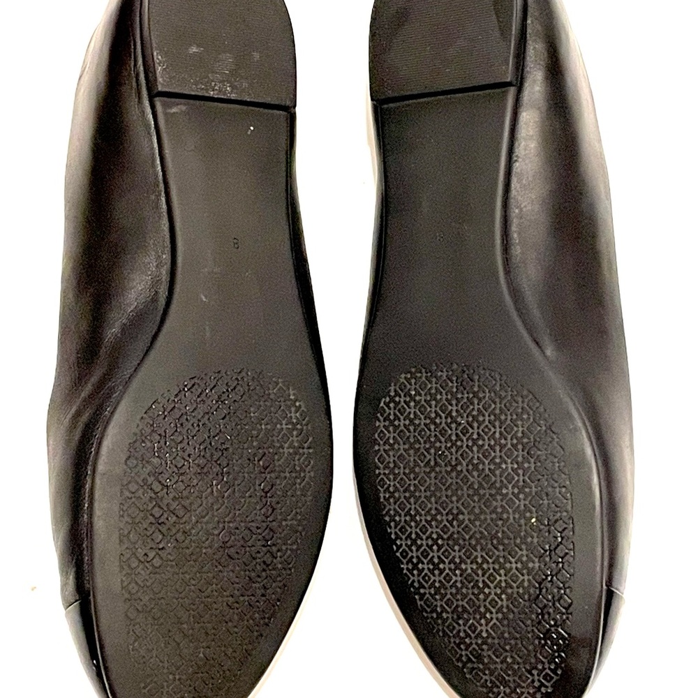 TORY BURCH Everly Cap Toe Ballet Flats 8 Leather Black - Picture 8 of 10